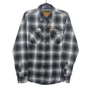 DIXXON Men's Arthur Black Plaid Flannel Shirt Size S Pearl Snap Shacket Biker
